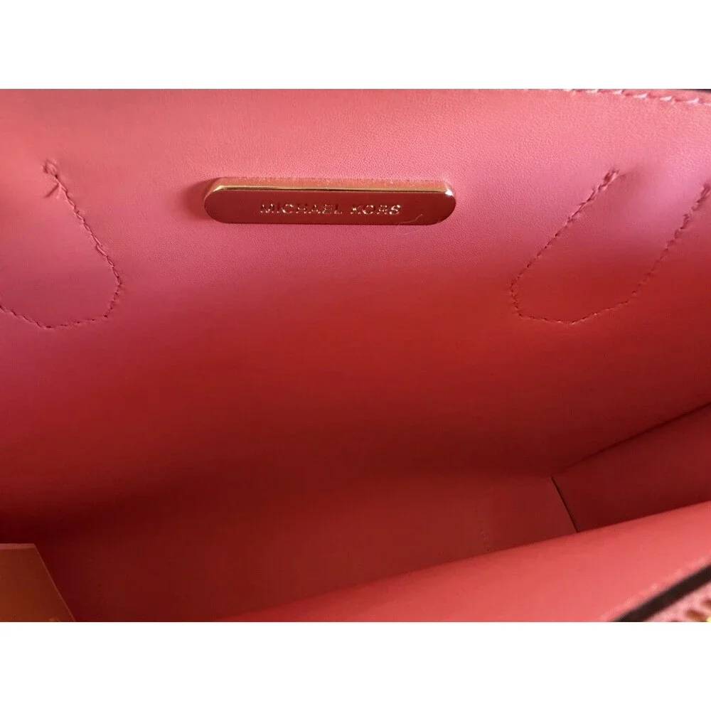 NWT Michael Kors Mercer Large Accordion Tote Pebbled Leather Grapefruit Pink - Picture 13 of 16